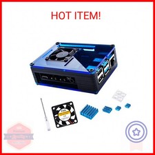 Miuzei Raspberry Pi 4 Case with Fan Cooling , 4 Pcs Aluminum Heat Sinks , Case f