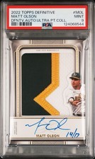2022 topps definitive patch auto matt olson #14/17 PSA9