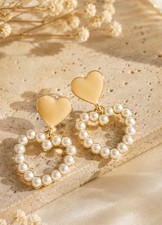Gold Herz Kunstperlen Ohrhänger elegante Ohrhänger 3 cm Damenschmuck