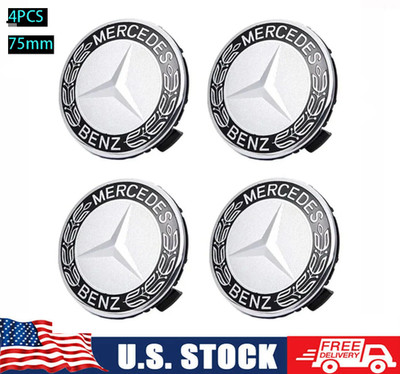 4PCS For Mercedes-Benz Wheel Center Caps Emblem Rim Hub Cover Badge Logo Black