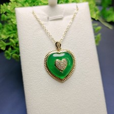 Natural Green Jade Hand Carved Heart Necklace Jade Pendant Women jewelry Gift