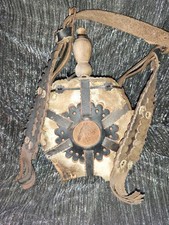 Pferd E Kopf Leder Fell Wanderer Holz Feld Flasche Alt Handarbeit Dekorativ 