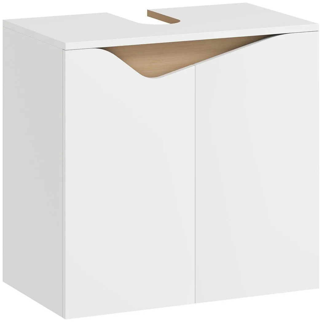 HOMCOM White Particle Board Bathroom Sink Cabinet - 15 x 22 cm U-shaped slot - Image 2