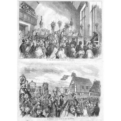 ESSEX Dunmow Flitch Trial and Procession - Antique Print 1855