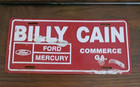 Vintage Tag Billy Cain Ford Mercury Commerce GA Tag Novelty Tag Ford Plate Metal — photo 1