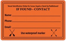 If Found Contact Vessel Identification Decal Sticker Kayak Canoe