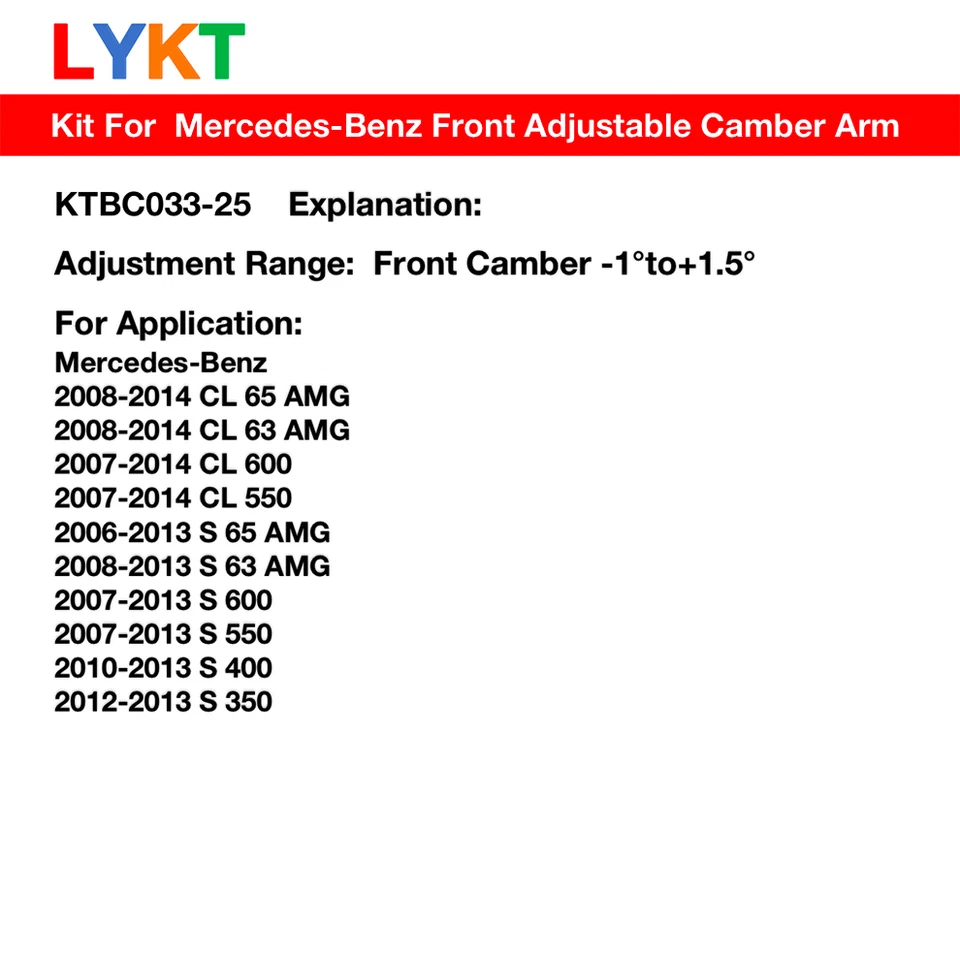 LYKT 2pcs Adjustable Front Camber Kit for Benz CL、S 350、400、550、600、63AMG、65AMG Foto 2 de 4