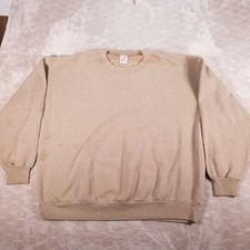 VTG 90s JERZEES Blank Plain Crewneck Sweatshirt Tan Size 2XL USA Made STAINS