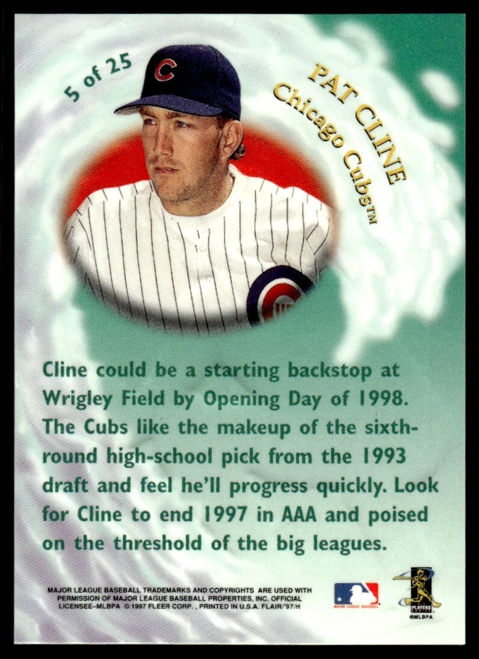 1997 Flair Showcase Wave of the Future Pat Cline Chicago Cubs #5 - Image 2 of 2