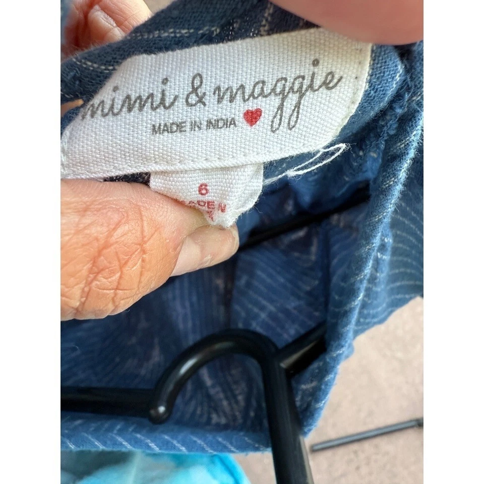 Mimi & Maggie Embroidered Floral Dress Striped Long Sleeve Girls Size 6 - Image 4 of 4