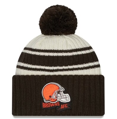 NEW ERA CLEVELAND BROWNS OFFICIAL SIDELINE SPORT FLEECE KNIT POM
