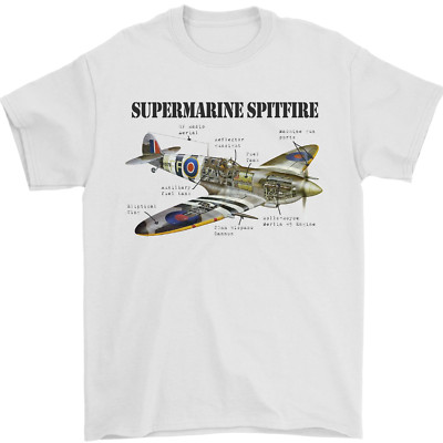 Supermarine Spitfire Infopic Herren T-Shirt 100% Baumwolle