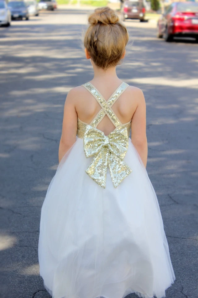 Línea A Tul Flor Niña Vestidos Boda Concurso Vestidos Cumpleaños Niña Vestidos  Foto 2 de 4