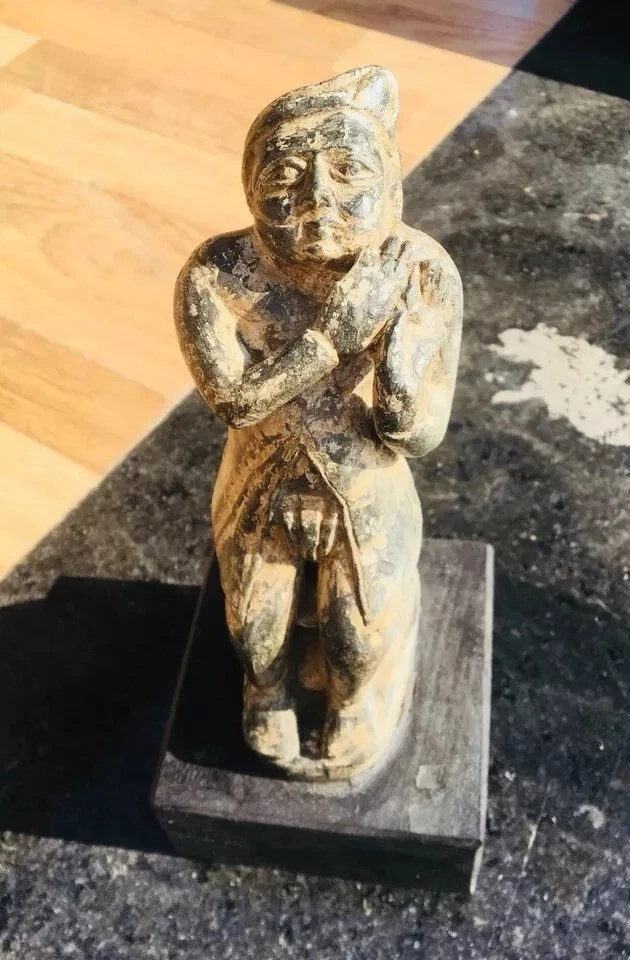 Antigua escultura de piedra verde tallada a mano dios hindú estatua curiosa rara Foto 2 de 4