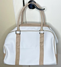 NWOT Estee Lauder Travel Weekender Overnight Ivory Beige Tote Duffel Large Bag
