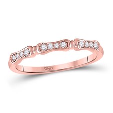 10kt Rose Gold Womens Round Diamond Stackable Band Ring 1/10 Cttw Style 128684