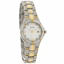Bulova 98P116 Women's MOP Dial Two-Tone Stainless Steel Diamond Accented Watch