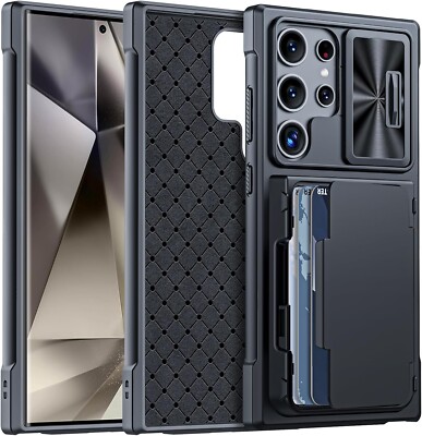 Samsung Galaxy S24 Ultra Case Card Holder, Slide Camera Cover