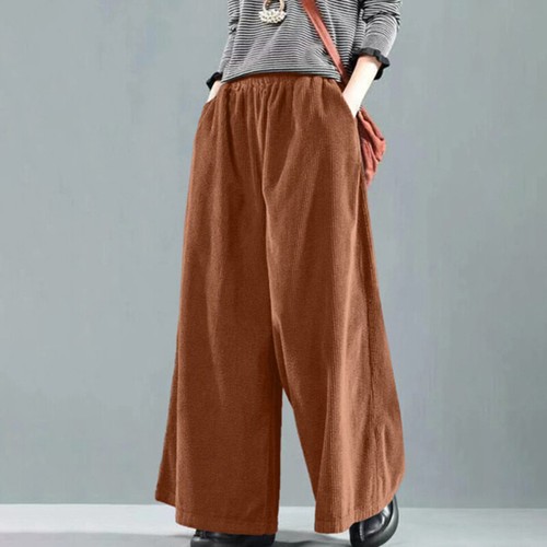 Damenhose elastischer Bund weites Bein unten Palazzo locker bequem Hose Loungewear - Bild 14 von 16