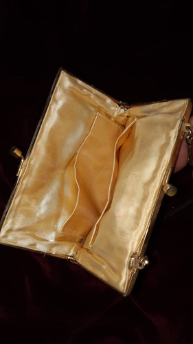 Perlen Tasche GOLD Bestickte Design Perlen Tasche Pochette Vintage - Bild 5 von 6