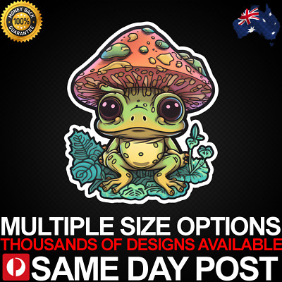 CUTE MUSHROOM TREE FROG Vinyl Car Sticker Decal Cheap Laptop Animal Lover Funny