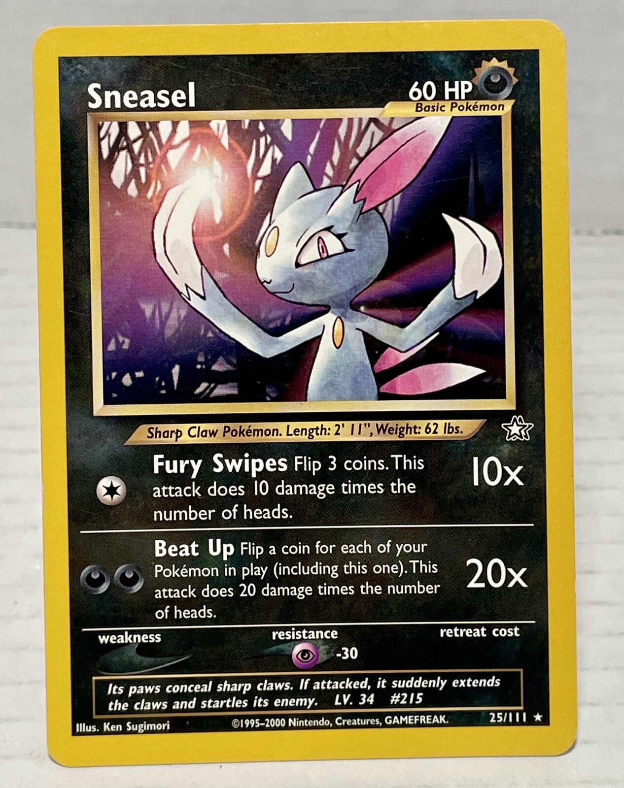 Sneasel 25/111 - Neo Genesis Non-Holo Vintage WOTC - LP Pokemon Card