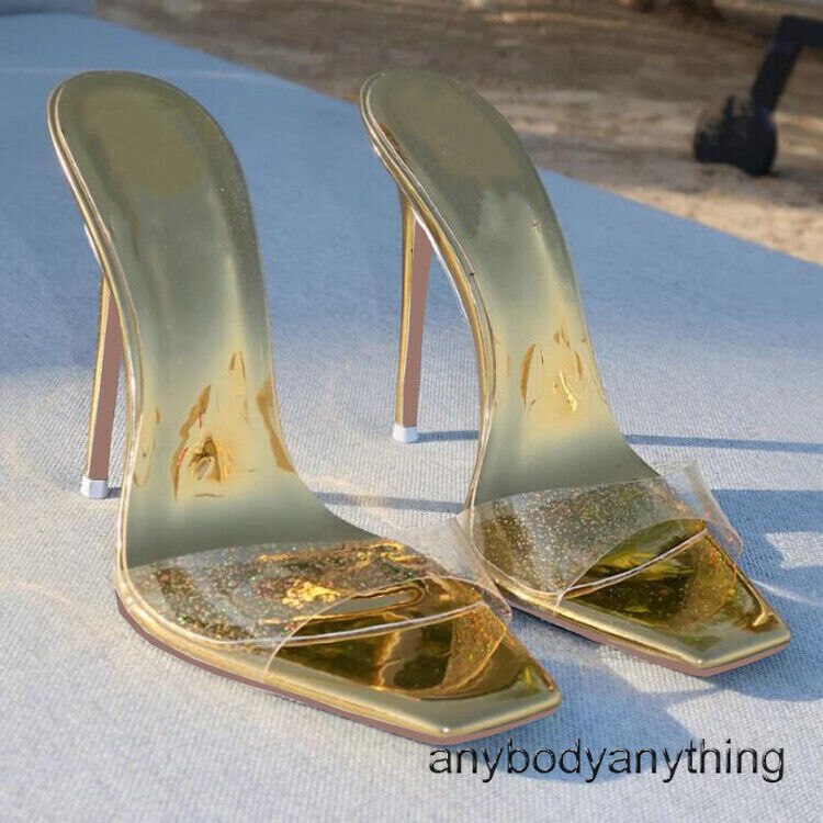 PANTOFOLA D’ORO Sandali donna punta quadrata tacco alto slip on mules sexy slide ciabatte sera