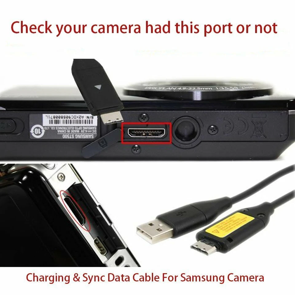 USB DC Battery Charger +Data SYNC Cable Cord Lead for Samsung SL600 SL605 Camera - Image 2 of 4