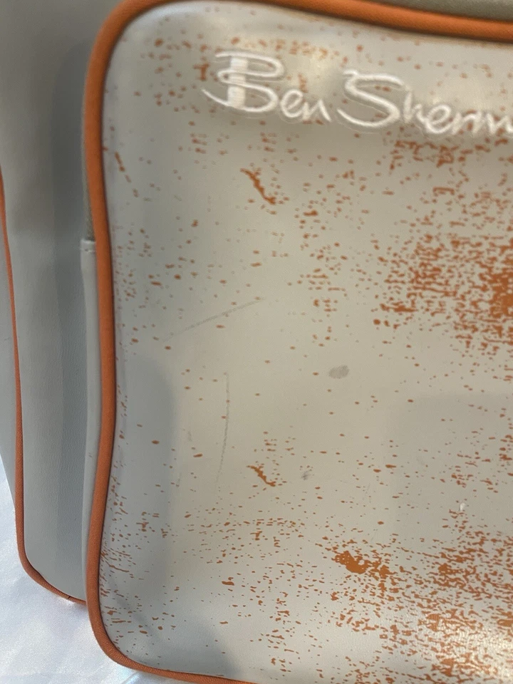 Rare Vtg Ben Sherman Carry On Bag White Orange Trim Blue Accent Canvas Handle - Image 4 of 4