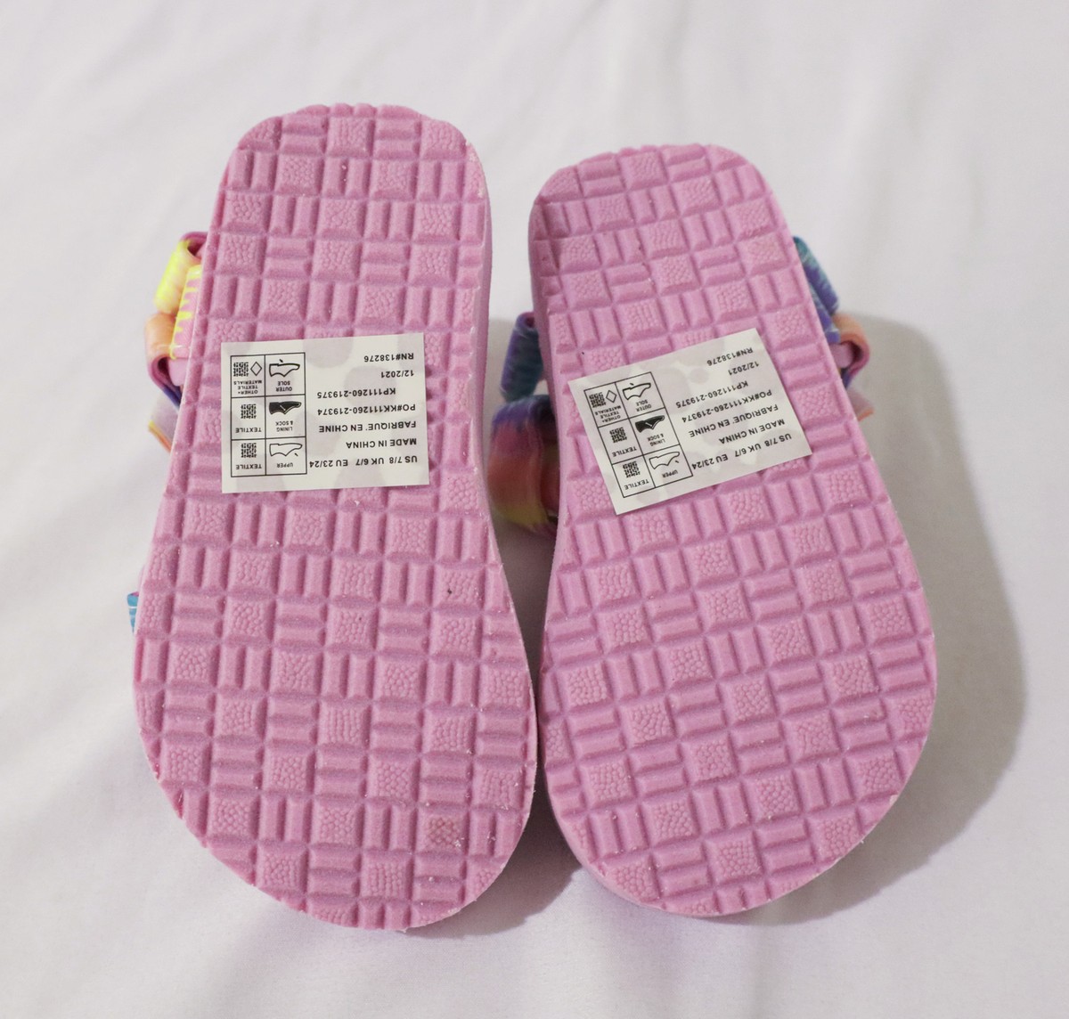 Fabkids Girl's Active T-Strap Tie Dye Printed Sandals CL8 Pantone