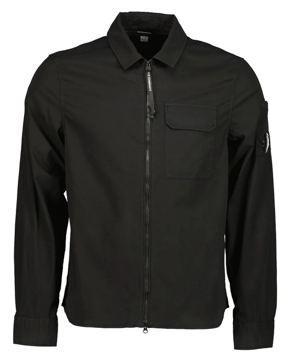 Company Gabardine Zip Up Lens Overshirt Black