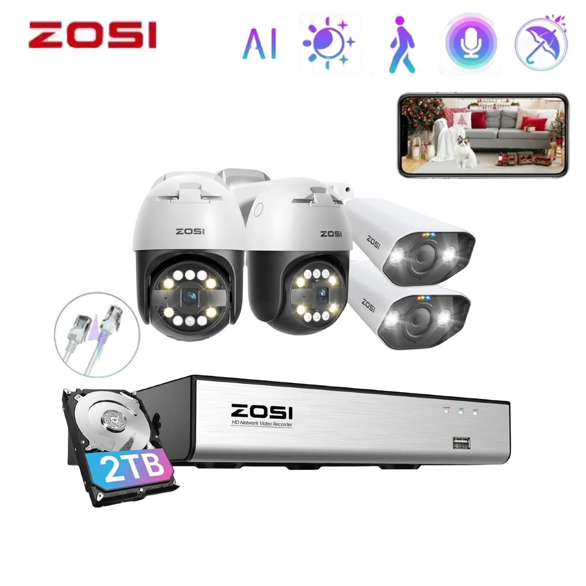 Annke Ptz Camera Outdoor ZOSI 5MP POE Pan/Tilt Outdoor Security PT