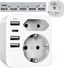 6-IN-1 UK Reiseadapter England Deutschland Stecker mit 3USB Typ-C Wand Ladegerät