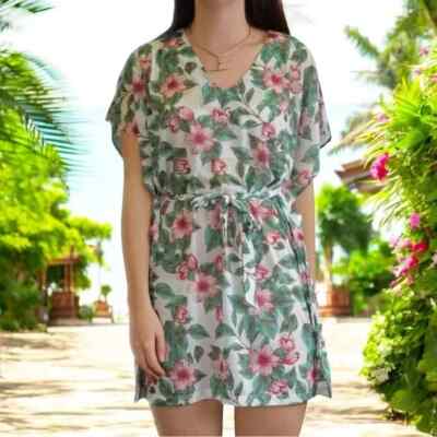 H&M Dolman Sleeve Floral Print Women's Swim Cover-Up Blouse Top in Size M