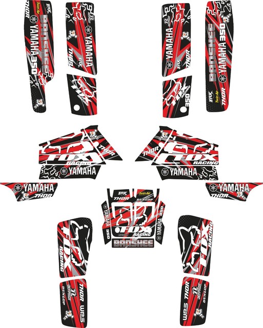 Yamaha Banshee graphics kit sticker Decals ATV Fox Red eBay