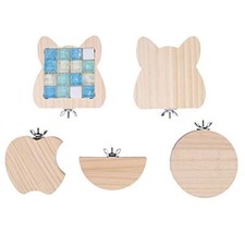 5 Pcs Hamster Cage Platform Set Wooden Chinchilla Stand Board Pet Rest Platfo...