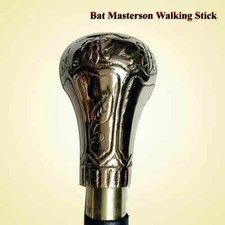 Antique Style Victorian Cane Wooden Walking Stick Bat Masterson Brass Handle