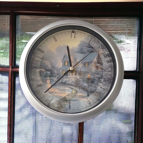 Thomas Kinkade Musical Wall Clock The Night Before Christmas Winter VIDEO WORKS - Picture 9 of 14