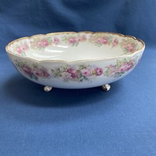 Antique Limoges Elite France J. McD.  S. 3 Footed Serving Bowl Rose Pattern