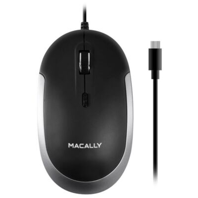 Macally UCDYNAMOUSE, USB-C silent click Maus mit 3 Tasten und Scrollrad, optisch