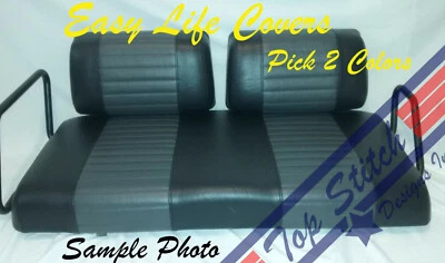 QUILT Vinyl CLUB CAR DS Golf Cart Custom Front&Rear Seat Covers Combo Staple On