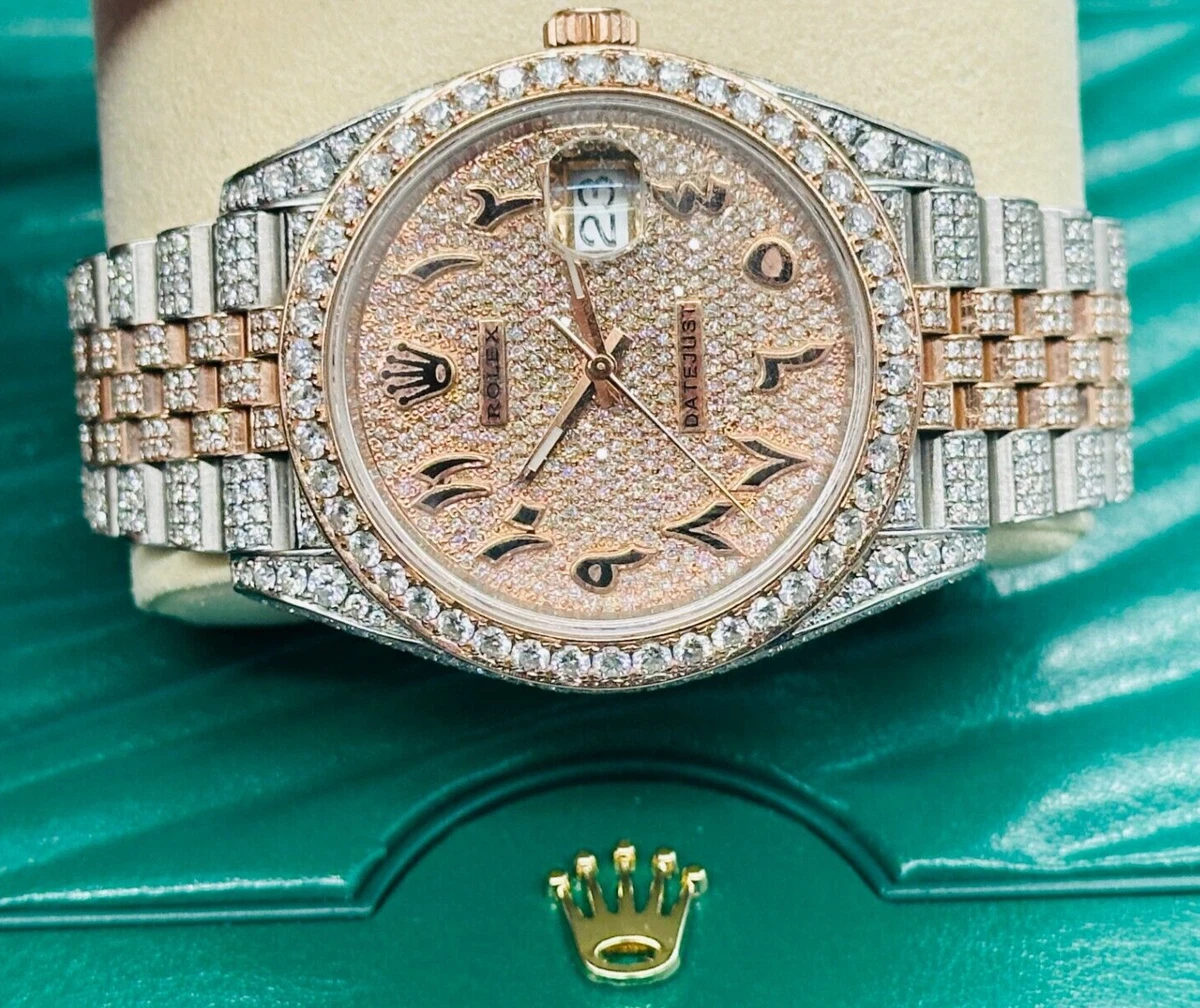 Rolex Datejust 41mm 126301 Stahl Rose Gold 18K voll Iced Out Uhr