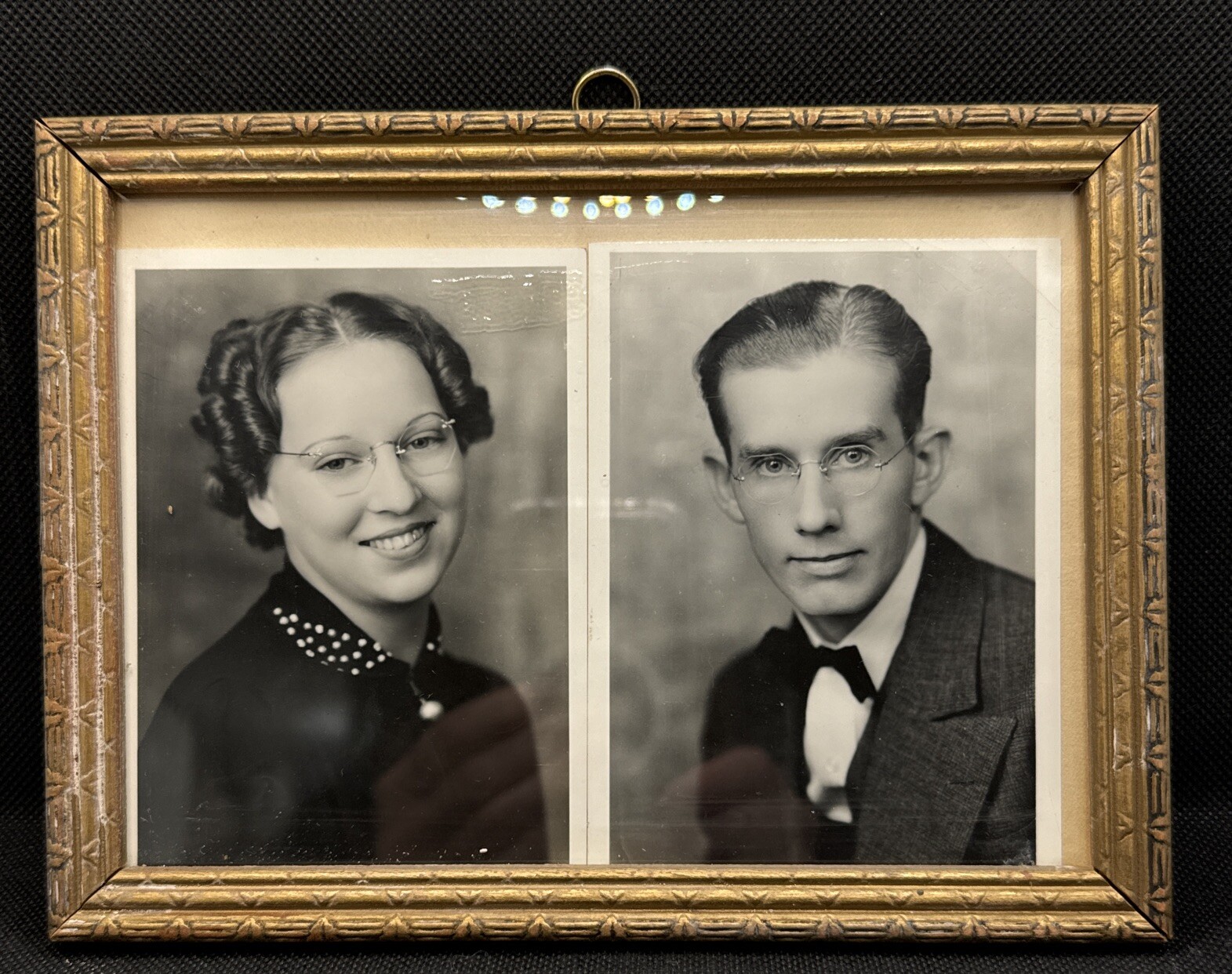 Vintage 1920's Antique Wood Picture ORNATE Gold Wash Art Deco 7 3/4” X 5 3/4”