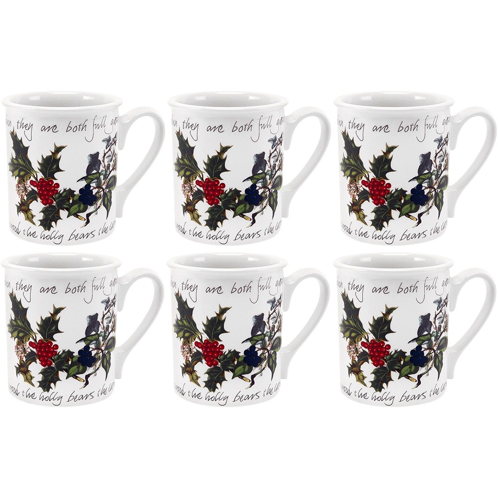 Portmeirion The Holly & The Ivy Breakfast Mugs Set of 6 Festive Christmas