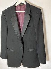 Garri Men's Black One-Button Tuxedo Jacket with Satin Lapel, Regular Fit
