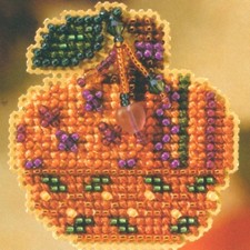 MILL HILL Painted Pumpklns ORNAMENTS Beaded Cross Stitch Kit JEWELED PUMPKIN