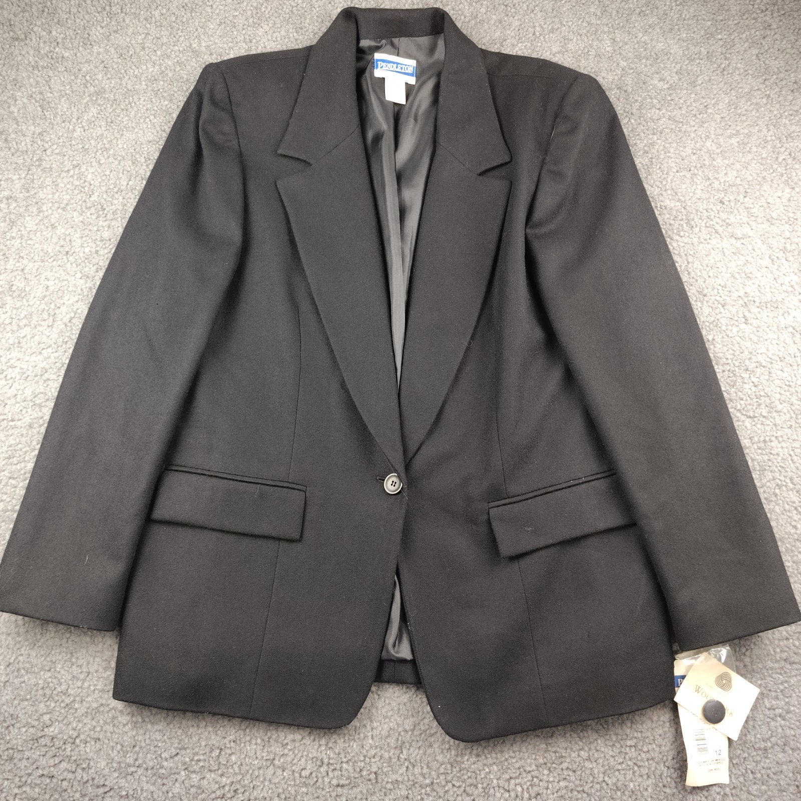 VTG Pendleton Blazer Single Button Black Wool Siz… - image 1