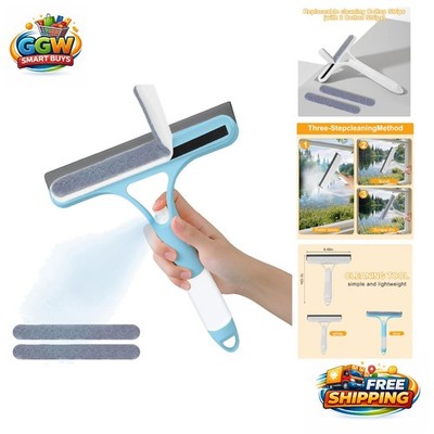 Multi-Functional 3-in-1 Window Scraper with Built-in Sprayer & Replaceable Pads
