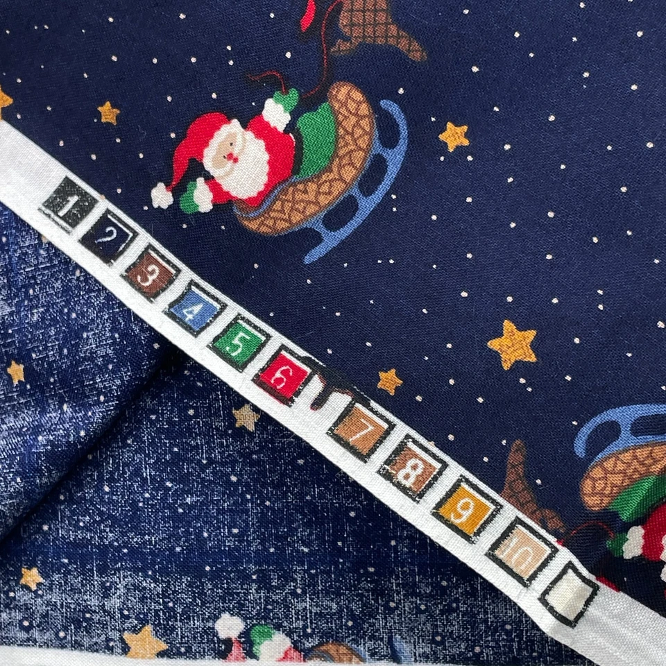 Vtg VIP Fabric Santa Sleigh & Reindeer Night Sky Moon Stars Dreamspinners 3 yds - Image 4 of 4