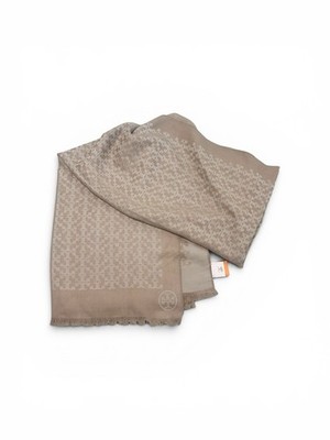 Tory Burch Mosaic Logo Jacquard Scarf in Light Oak